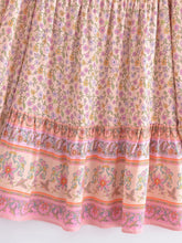 Load image into Gallery viewer, Pink Floral Print, Beach Bohemian Robe,boho Mini Dress

