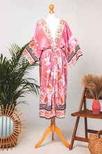 Load image into Gallery viewer, Floral Print Kimono,Bohemian Robe ,Batwing Sleeves Cover-ups
