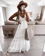 Load image into Gallery viewer, Backless Maxi Dress,White Boho Dresses
