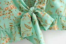 Load image into Gallery viewer, Boho Tops,Gypsy Green Floral  ,Bow Tie Tanks

