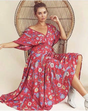 Load image into Gallery viewer, Peacock Floral Print,Bohemian Maxi Sundress, Boho Dress

