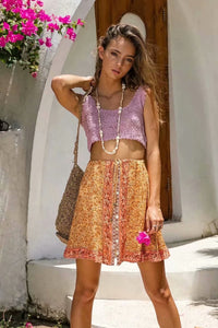 Boho Skirt, Mini Skirt, Wild Flower
