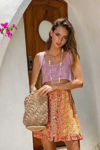 Boho Skirt, Mini Skirt, Wild Flower