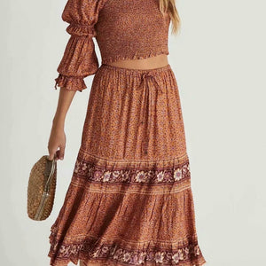 Boho Skirt, Midi Skirt, Wild Flower