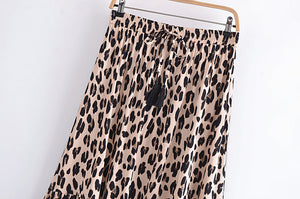 Leopard Print Bohemian Skirt,Rayon Cotton Maxi Boho Skirts